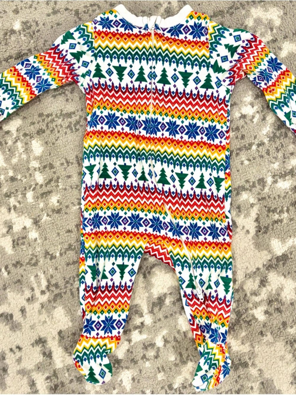 Holiday Fair Isle print Footed One-Piece Pajamas gender neutral 3-6 months